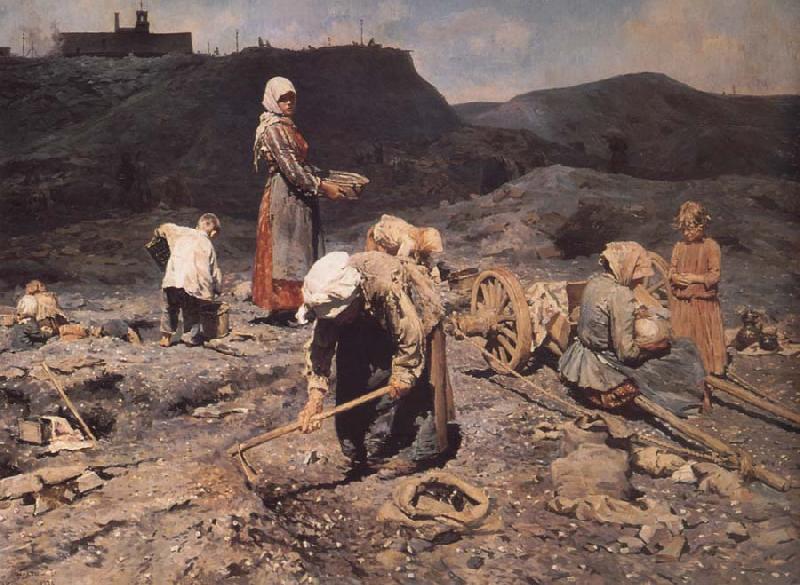 Nikolai Kasatkin Poor People Collecting Coal in an Abandoned Pit